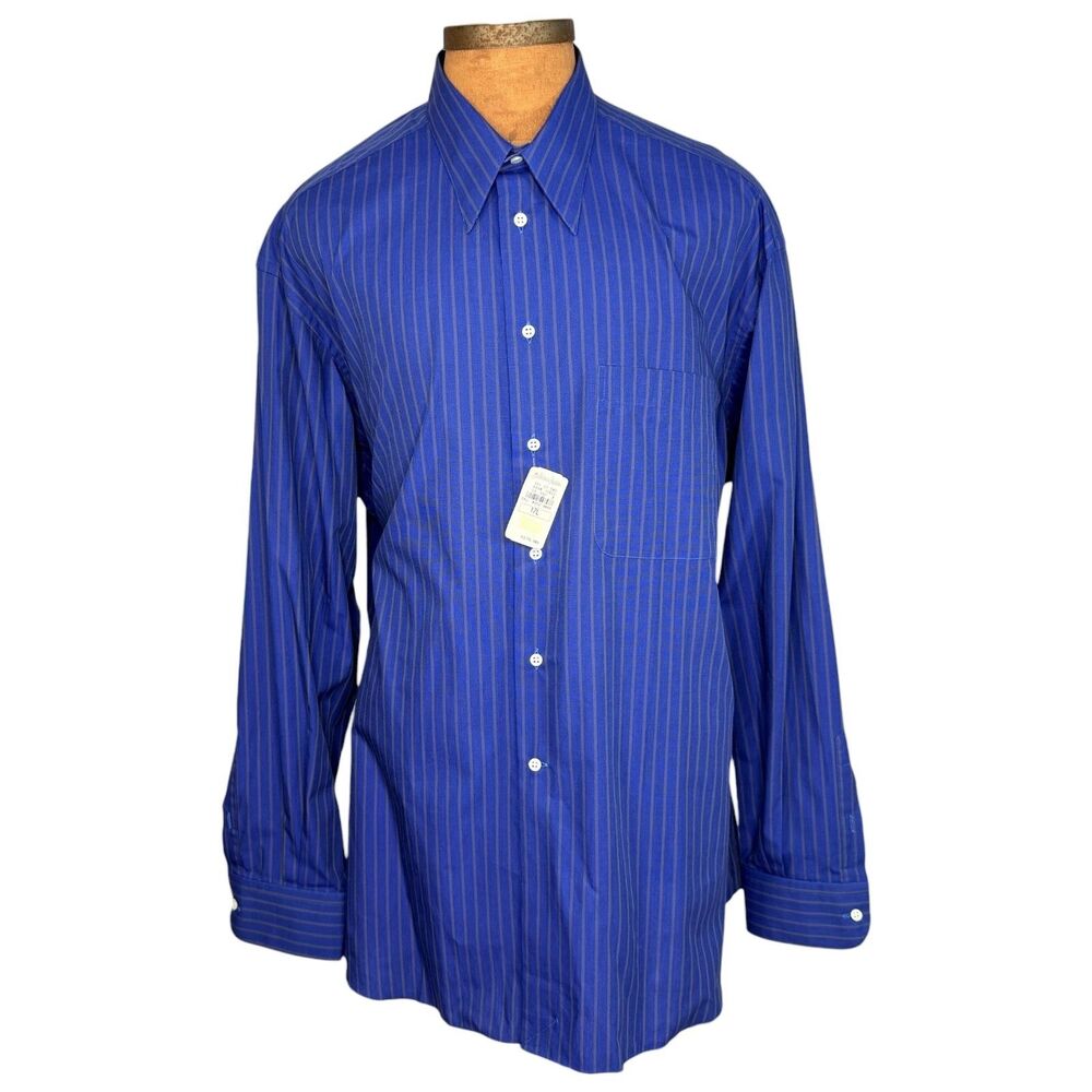 New Ermenegildo Zegna Blue Dress Shirt Men's Size 17 / 43XL $175 MSRP